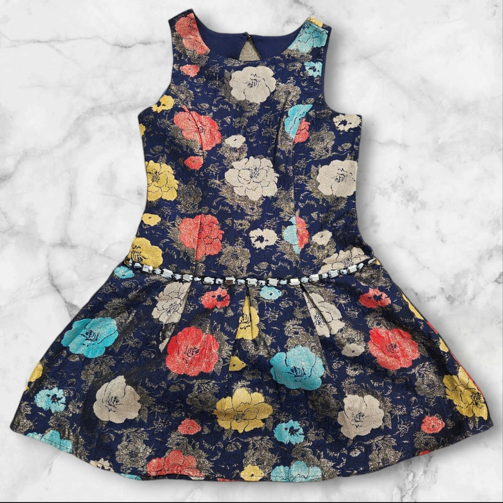 Nordstrom Trixxi Girl navy blue floral dress for girls 12
